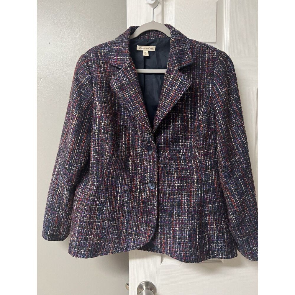 Coldwater Creek Shaped Boucle Blazer Size W18 Purple Tweed
